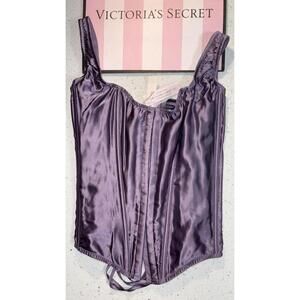NWT Victoria’s Secret Purple Very Sexy Classic Silk Corset Set Size L